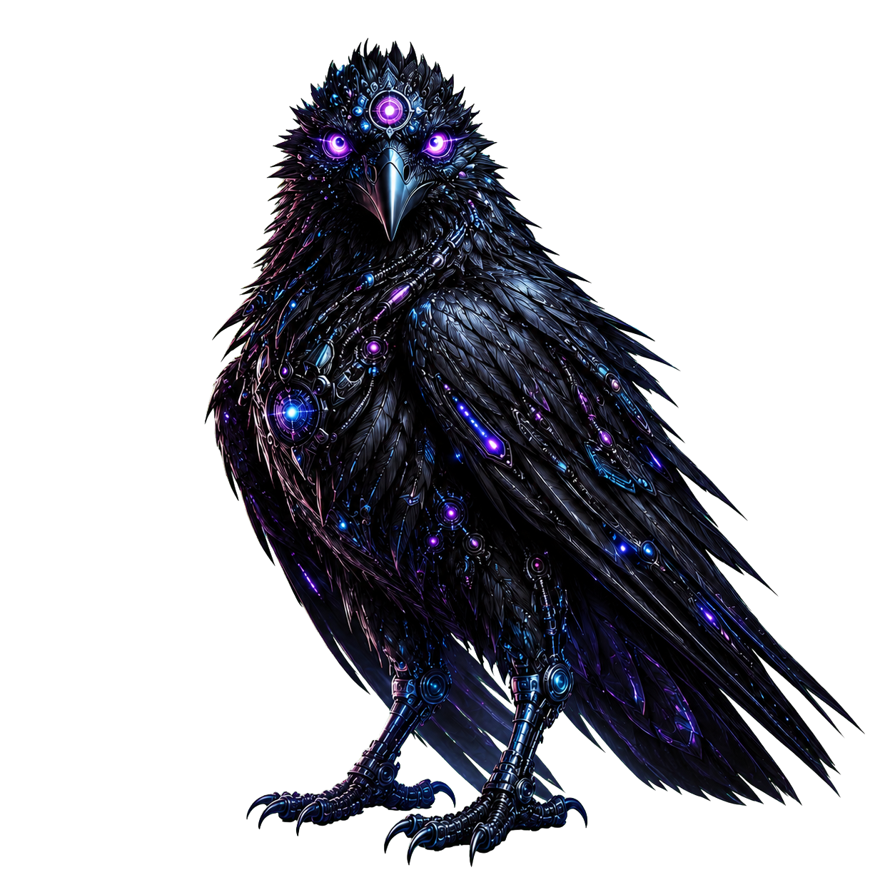 Crow-Flix cybernetic three-eyed crow mascot